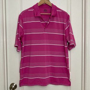 Slazenger | Men's Short Sleeve Pink Stripes Polyester Polo | XL.